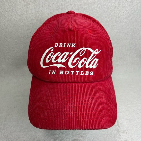 Vintage Coca-Cola SnapBack Hat Baseball Cap-Red-Corduroy-Classic-Vtg-Casual-Cute - Picture 3 of 11